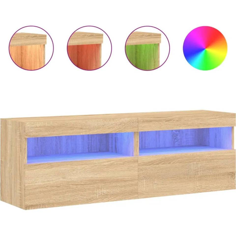 vidaXL Tv-wandmeubels met LED 2 st 60x30x40 cm sonoma eikenkleurig