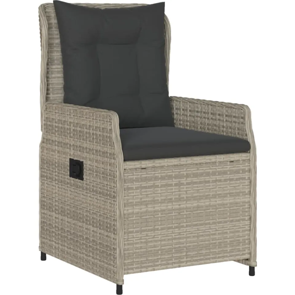 vidaXL 7-delige Tuinset met kussens poly rattan grijs