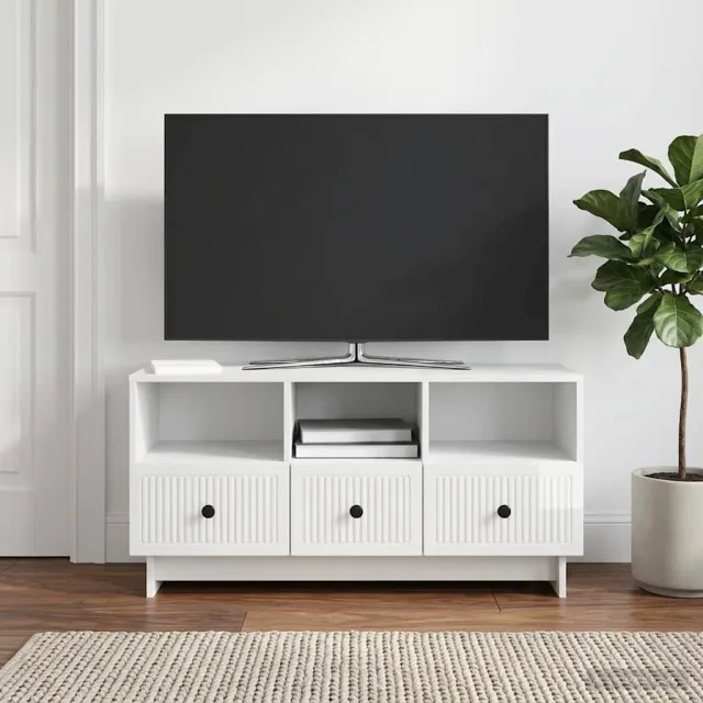 vidaXL TV-kast met lade Hoogglans Wit 102 x 34,5 x 50 cm Bewerkt hout, foto 2
