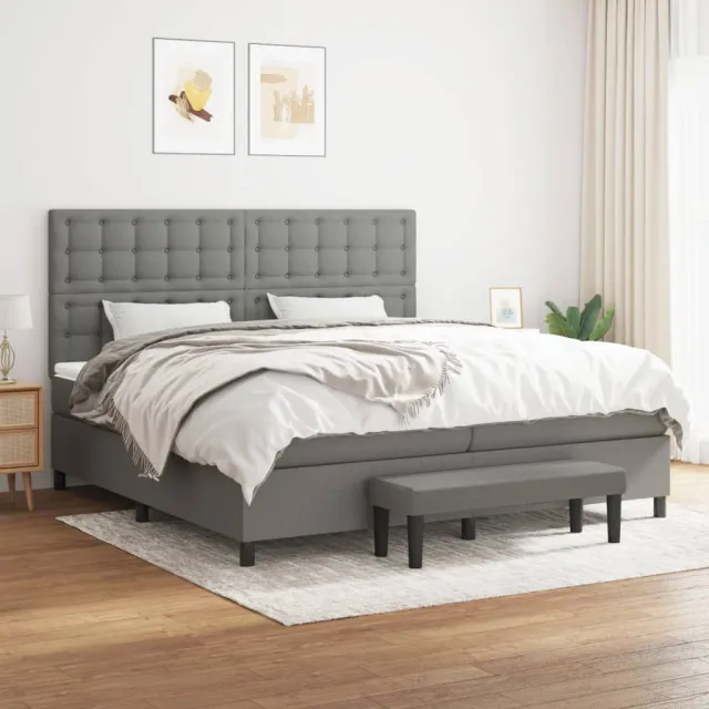 vidaXL Boxspring met matras stof donkergrijs 200x200 cm grijs