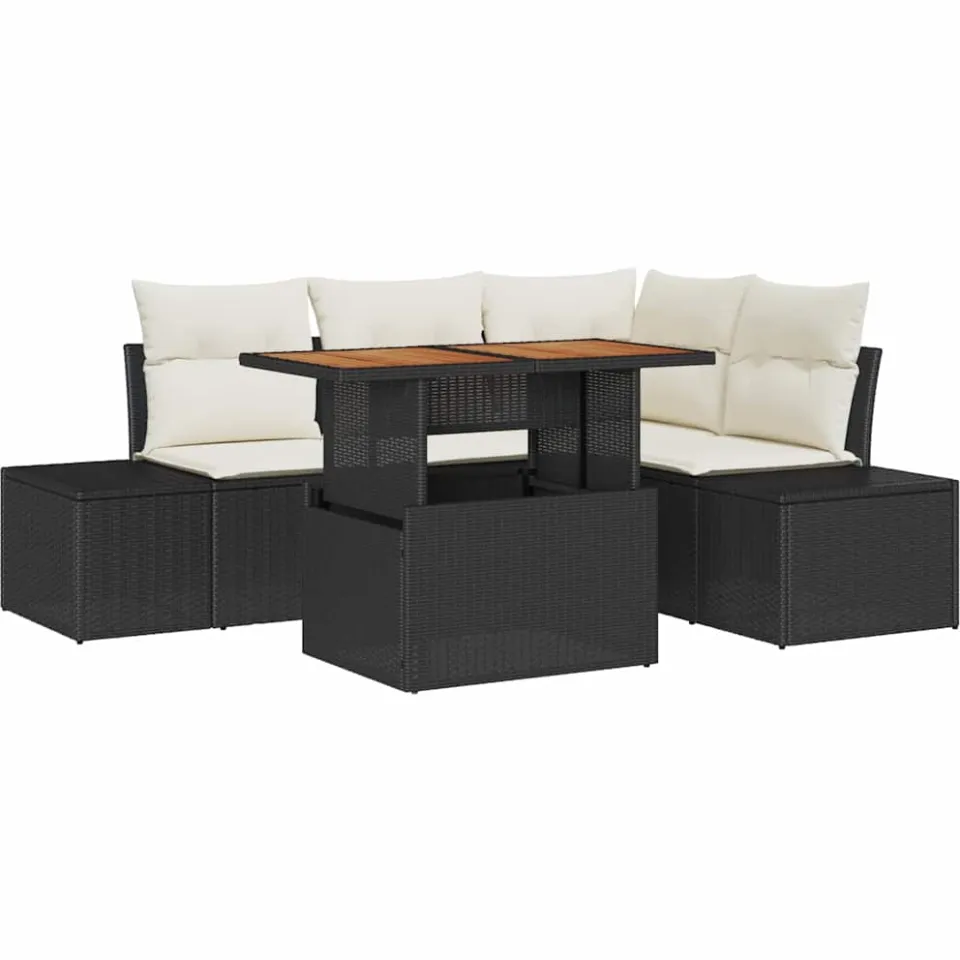 vidaXL Tuin Sofa Set 5 st Zwart Poly riet