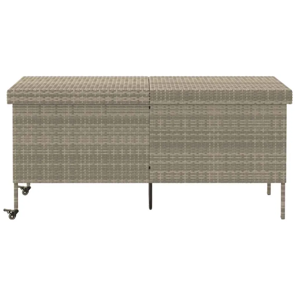 vidaXL Tuinbox met wielen 160x55x75 cm poly rattan lichtgrijs grijs, foto 2