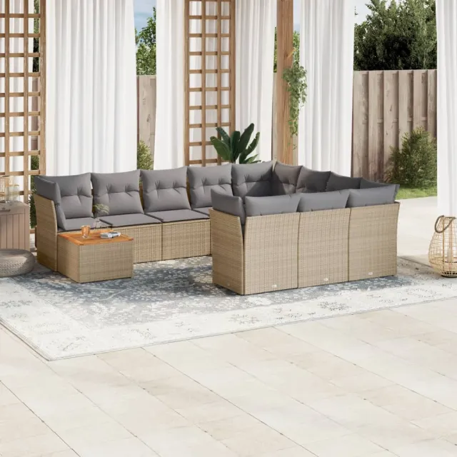 vidaXL Patio Sofa Set 10-zits Beige mix en grijs, foto 2
