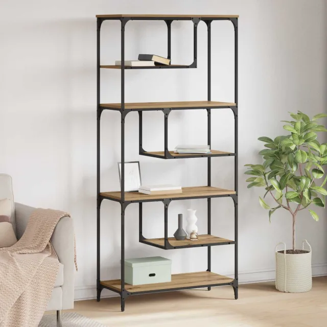 vidaXL Boekenkast 6-laags 81 x 36 x 176 cm Bewerkt hout bruin, foto 2