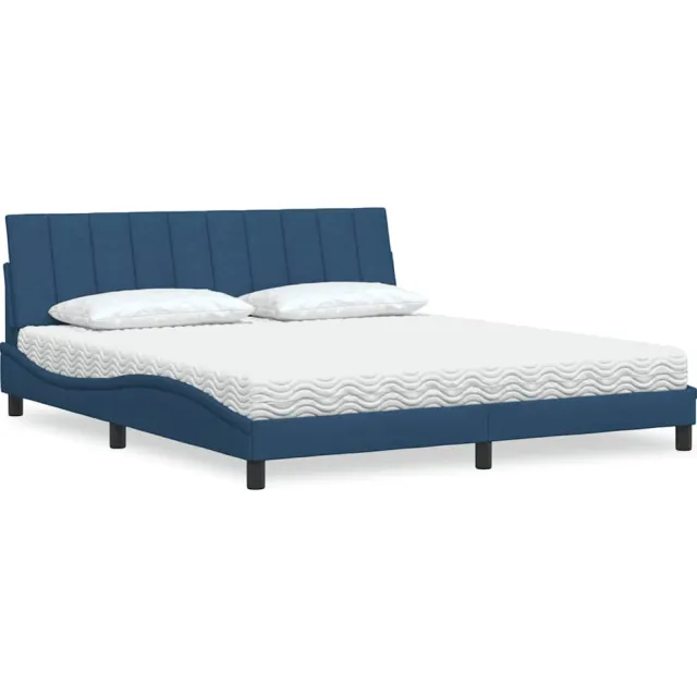 vidaXL Bed met matras "Hanko" stof blauw 180x200 cm