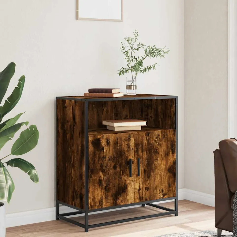 vidaXL Dressoir 68x35x76 cm bewerkt hout gerookt eikenkleurig, foto 2