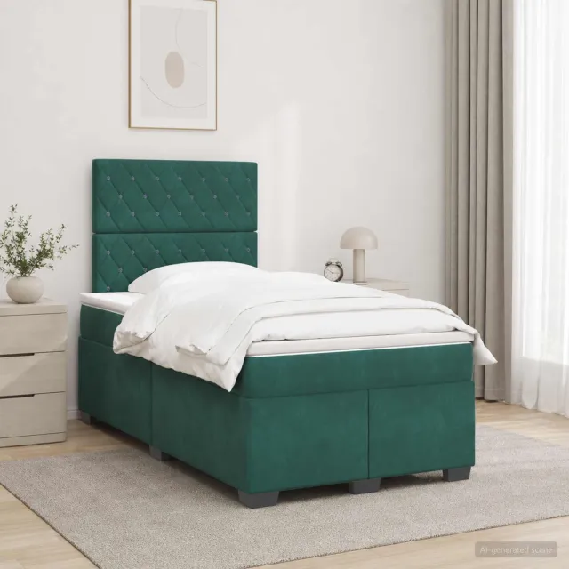 vidaXL Boxspringbed met matras Donkergroen 120 x 200 cm Fluweel