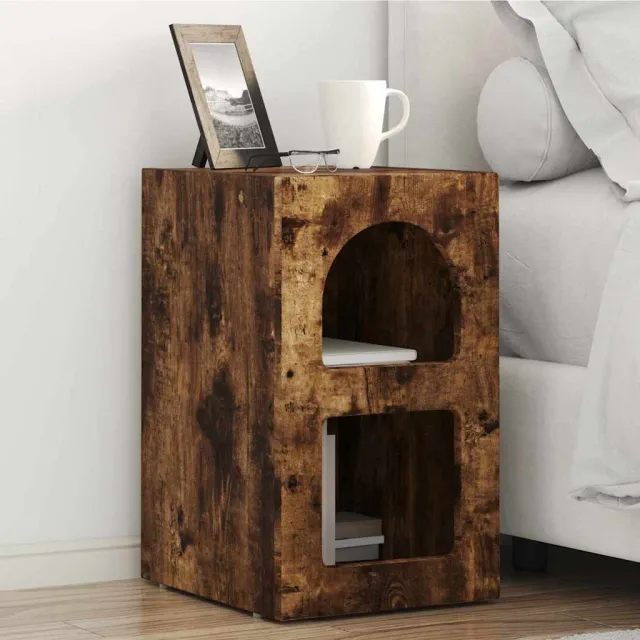 vidaXL Nachtkastje ELST Gerookt eiken 29,5 x 33,5 x 50 cm Bewerkt hout Bruin