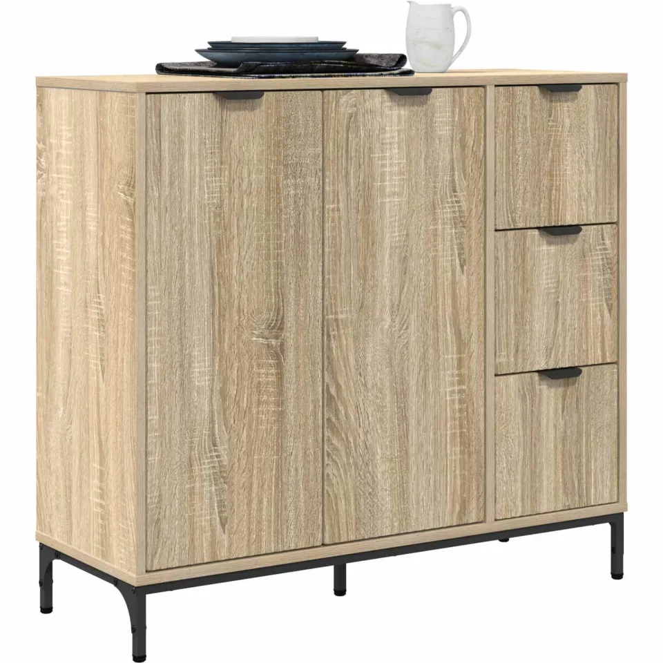 vidaXL Dressoir Sonoma Eiken 89,5 x 33 x 82 cm Bewerkt hout