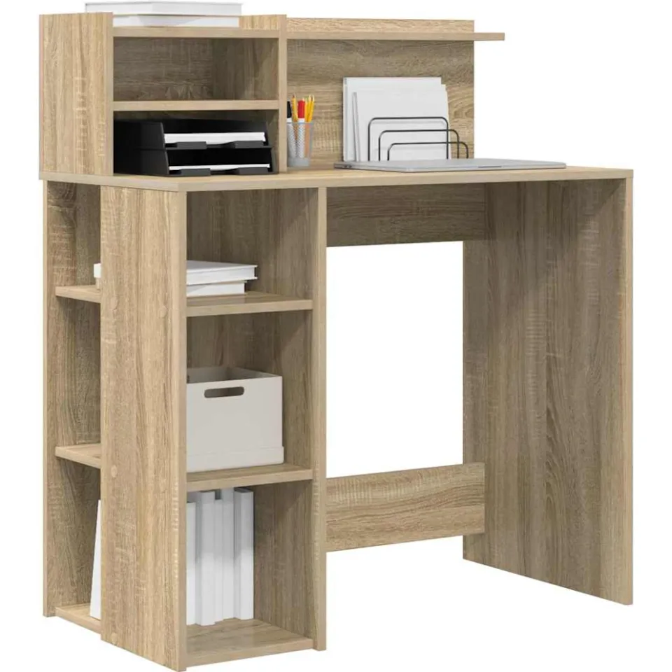 vidaXL Bureau Sonoma Eiken 90 x 48 x 101,5 cm Bewerkt hout Bruin