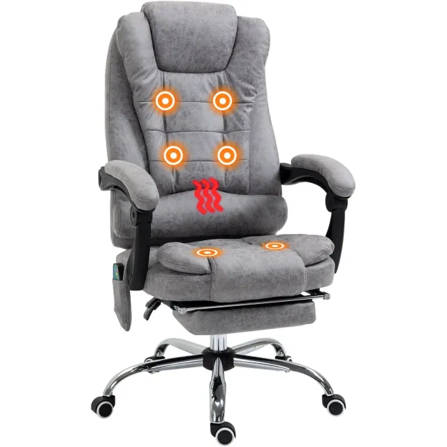 Vinsetto Massagebureaustoel-Microvezelstof-65x70x119cm-Lichtgrijs