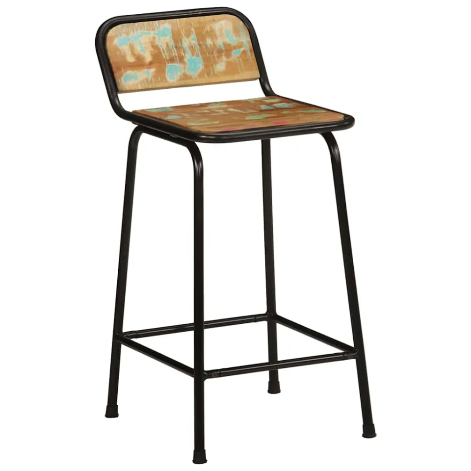 vidaXL Barkrukken 2 st 46x35,5x80 cm massief gerecycled hout bruin, foto 3