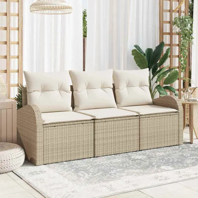 vidaXL Tuin Sofa Set Beige poly rattan, foto 2