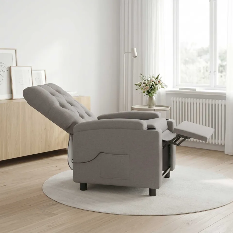 vidaXL Massage-relaxstoel Taupe 75 x 95 x 101 cm Stof, foto 4