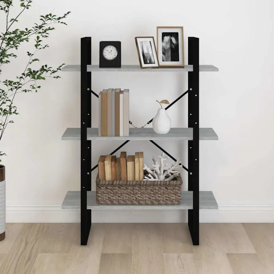 vidaXL Boekenkast 80x30x105 cm bewerkt hout grijs sonoma eikenkleurig, foto 3