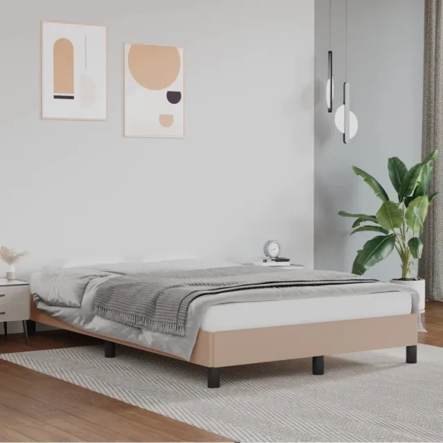 vidaXL Bedframe zonder matras 120x190 cm kunstleer cappuccinokleurig bruin