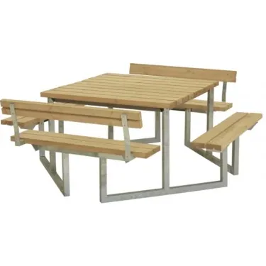 Trendyard ThermoWood® Picknicktafel Vierkant Twist 2 Rugleuningen