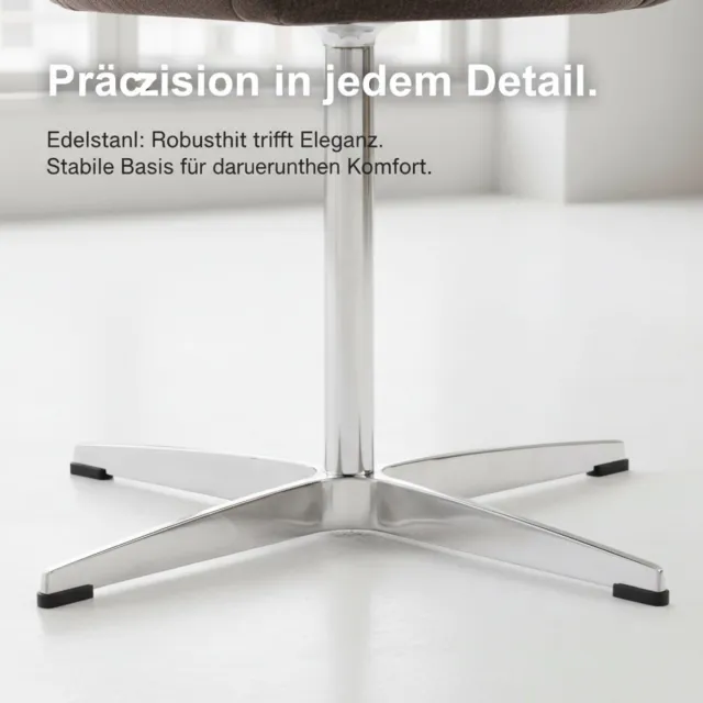 Wishdor Draaistoel - 360 Graden Draaibaar En Ergonomisch - Modern Ontwerp Voor Thuiskantoor En Werkplek - Gestoffeerde Zitting Met Glanzend En Krasbestendig Metalen Onderstel - Bruin - 64 X 64 X 78 Cm