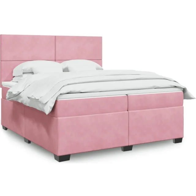 vidaXL Boxspring met matras fluweel roze 200x200 cm