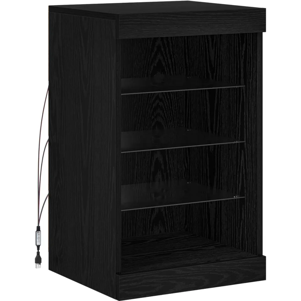 vidaXL LED Sideboard Zwart Eiken 41 x 37 x 67 cm Bewerkt hout, foto 3