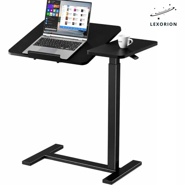 Lexorion Verrijdbare Laptoptafel Zwart – Verstelbare Hoogte – Kantelbaar Werkblad – Laptopstandaard met Wielen – Compacte Mobiele Werktafel voor Thuis, Kantoor & Klaslokaal