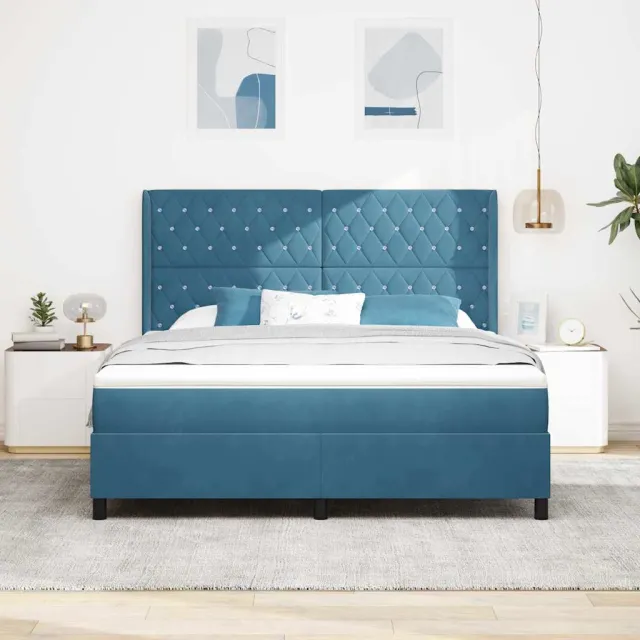 vidaXL Boxspringbed met matras Blauw 180 x 200 cm Fluweel