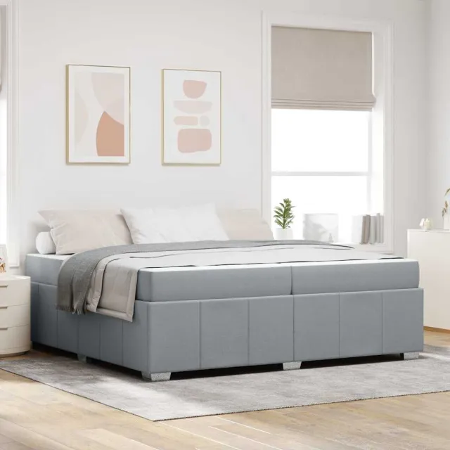 vidaXL Bedframe met matras Lichtgrijs 200 x 200 cm Stof grijs
