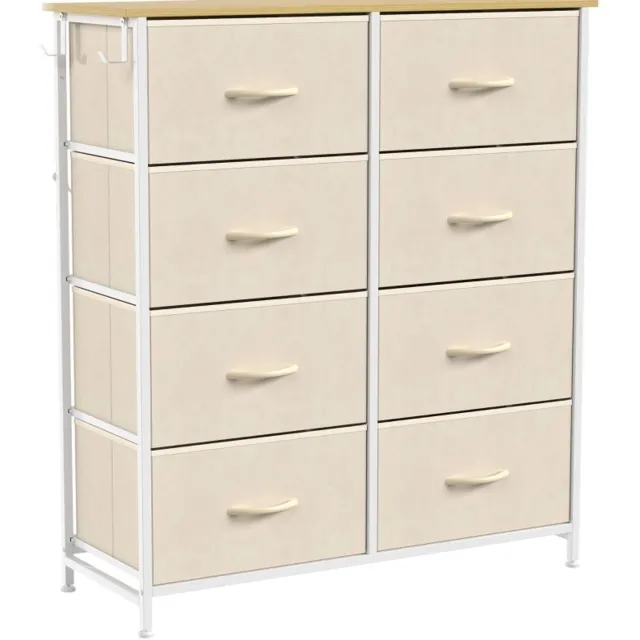 CHICFURN Ladekast 80 cm - 8 stoffen lades - Stalen frame - Beige