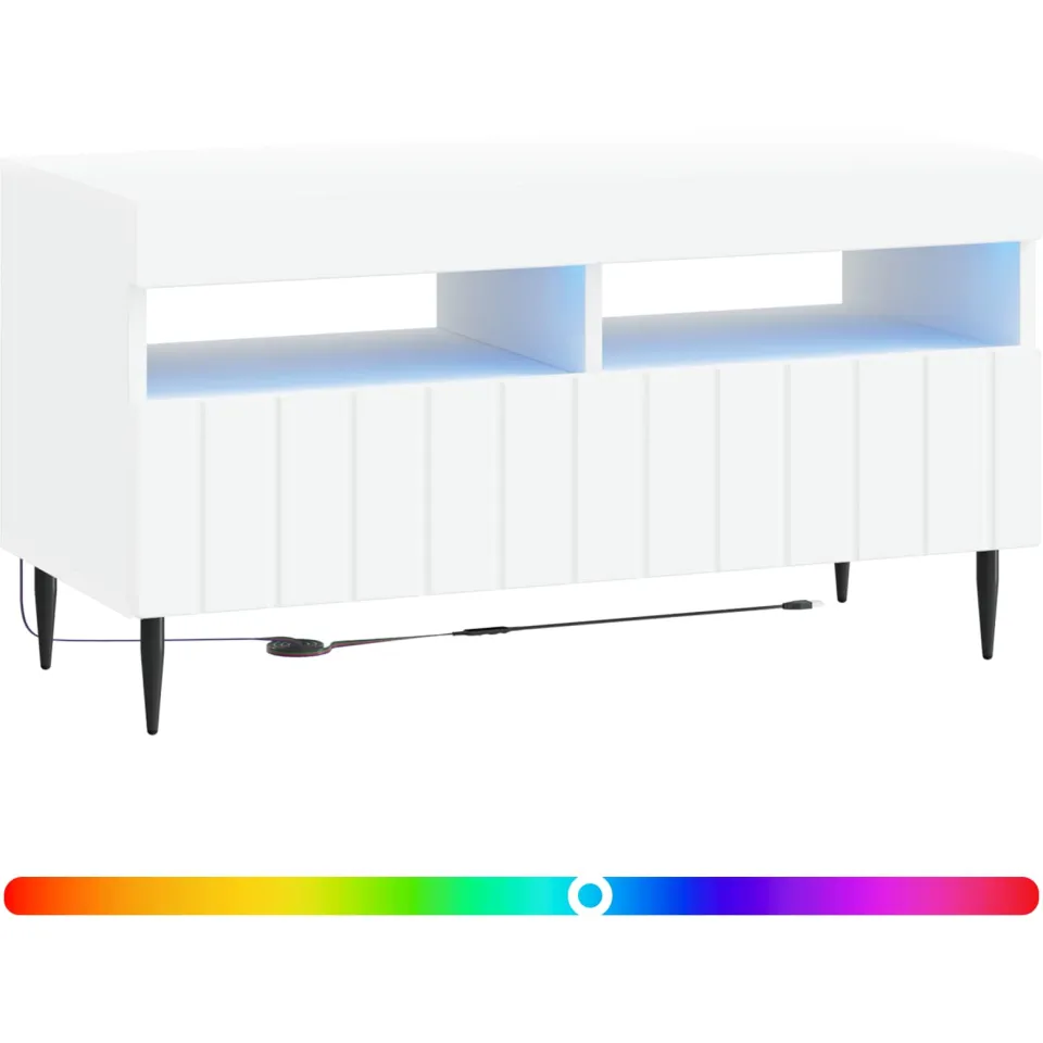 vidaXL LED tv-meubel ZWOLLE 81 x 35 x 43 cm Wit Bewerkt hout