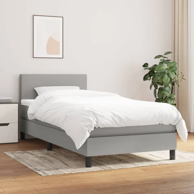 vidaXL Boxspring met matras stof lichtgrijs 90x190 cm grijs