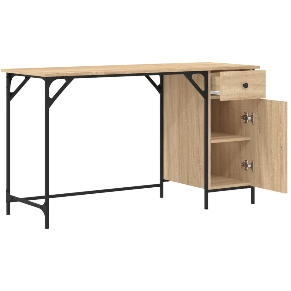 vidaXL Bureau 131x48x75 cm bewerkt hout sonoma eikenkleurig, foto 4