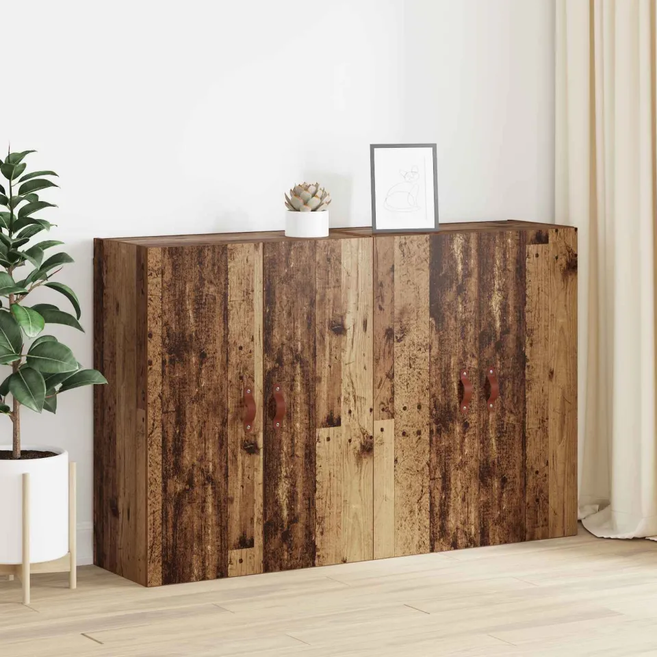 vidaXL Wandkast 2 st Oudhout 69,5 x 34 x 90 cm Bewerkt hout bruin, foto 4