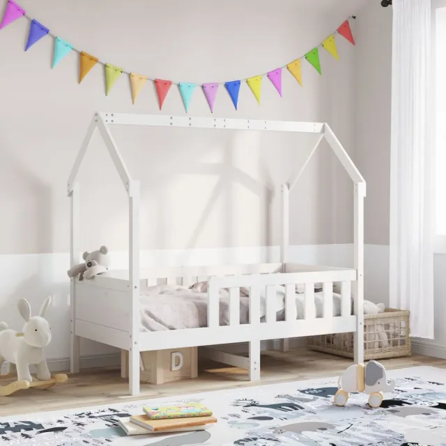 vidaXL Bedhuis wit massief grenenhout 80x160 cm