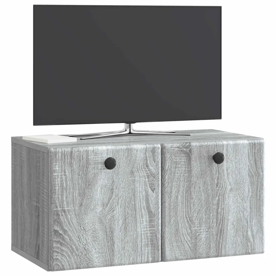 vidaXL Wandbeugel TV-kast 59,5 x 31 x 30 cm Grijs Sonoma Bewerkt hout, foto 2