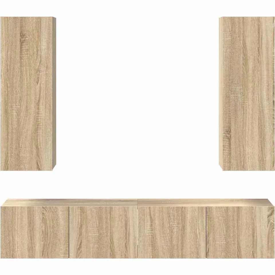vidaXL 4-delige Tv-meubelset bewerkt hout sonoma eikenkleurig Bruin