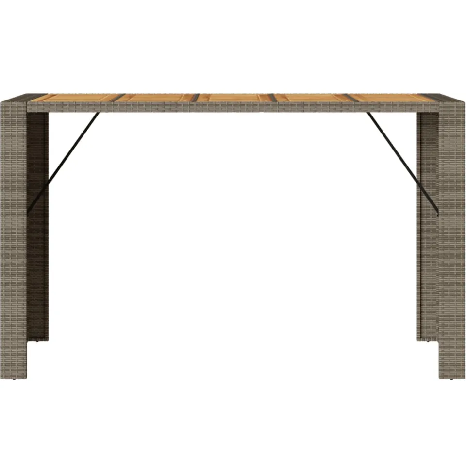 vidaXL Tuinbartafel acaciahouten blad 185x80x110 cm poly rattan grijs