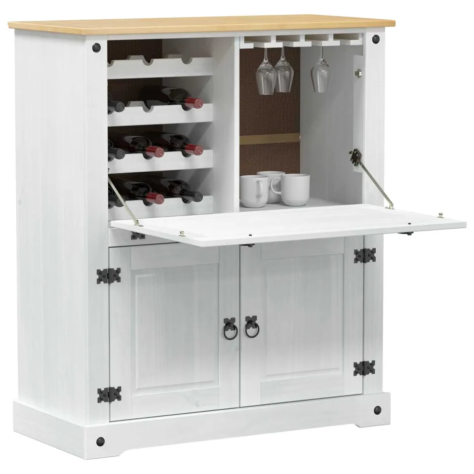 vidaXL Wijnkast Wit 97 x 45 x 114 cm Massief grenenhout