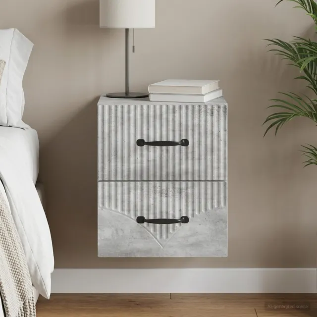 vidaXL Wandbeugel Bedkast Betongrijs 34,5 x 33 x 40 cm Bewerkt hout grijs, foto 2