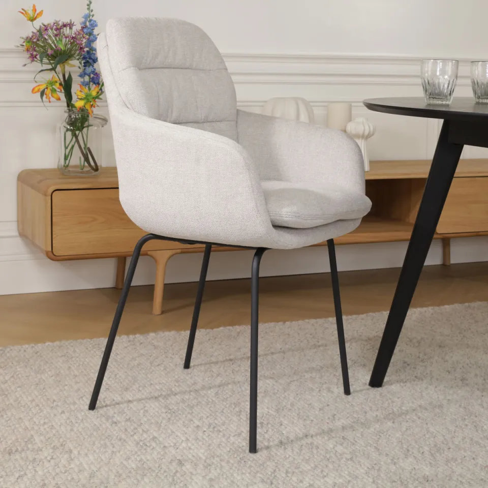 Nolon Nora-Mia eetkamerstoel beige - zwart onderstel, foto 2