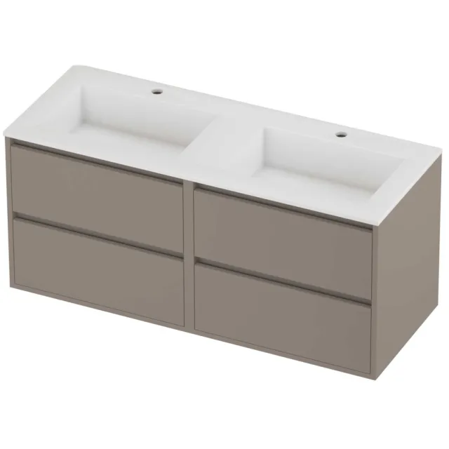 Proline Aristo Badmeubelset Polystone Elegant 4 Laden 120x46x54 cm Glans Wit Clay Beige