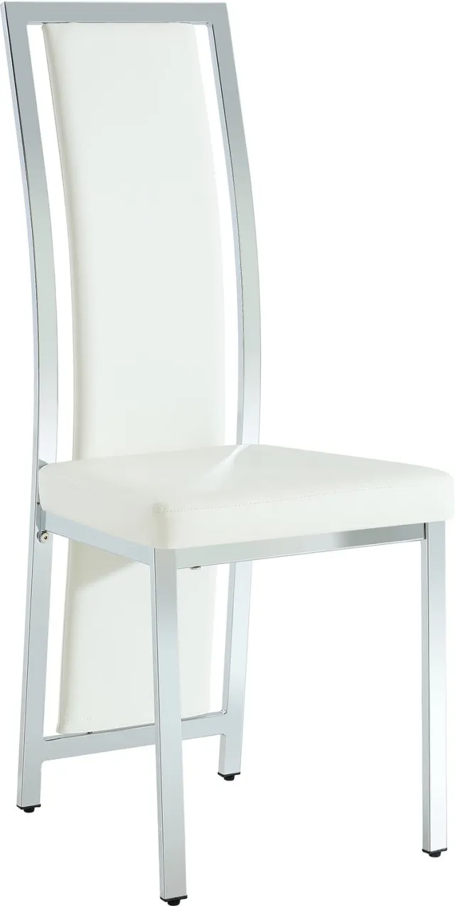 MUVANO Witte eetkamerstoelen van kunstleer set van 2 - Hoge gebogen rugleuning - Zilverkleurig metalen frame - 109 cm hoog - Voor eetkamer en kantoor