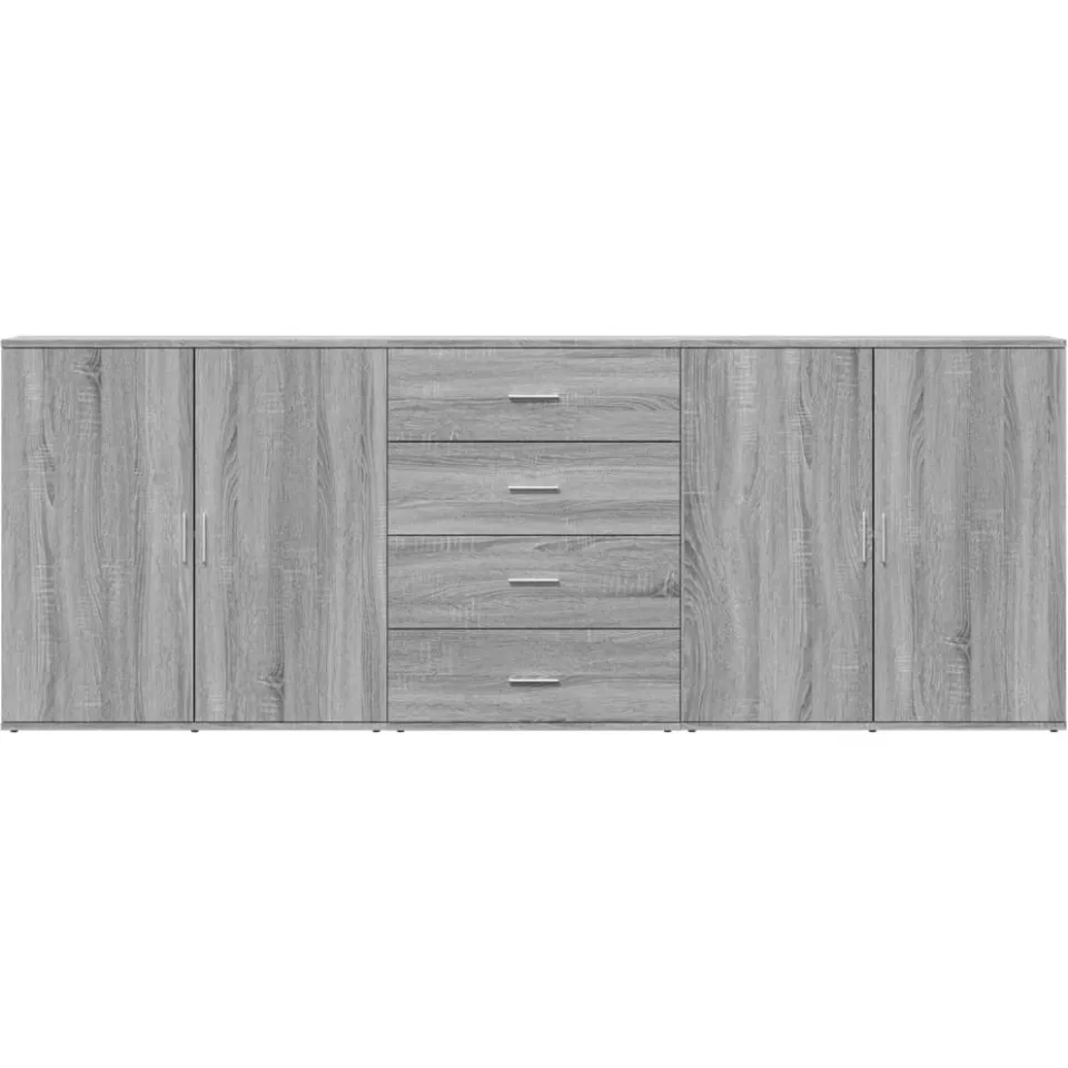 vidaXL Dressoirs 3 st bewerkt hout grijs sonoma eikenkleurig, foto 4