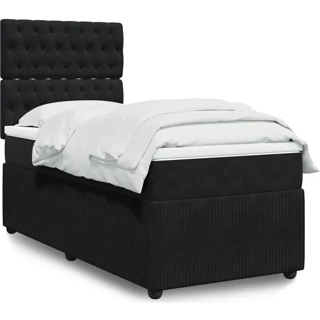 vidaXL Boxspring met matras fluweel zwart 90x190 cm