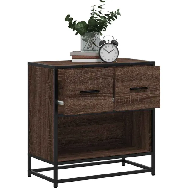 vidaXL Nachtkastje 60x31x60 cm bewerkt hout en metaal bruin eikenkleur