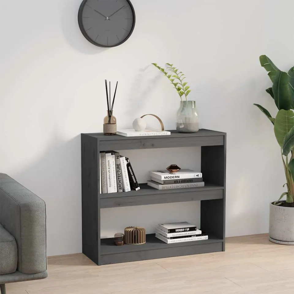 vidaXL Boekenkast/kamerscherm 80x30x71,5 cm massief grenenhout grijs, foto 4