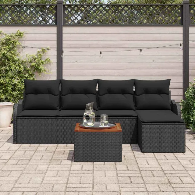 vidaXL Tuinbankenset 6 st Zwart poly rattan, foto 2