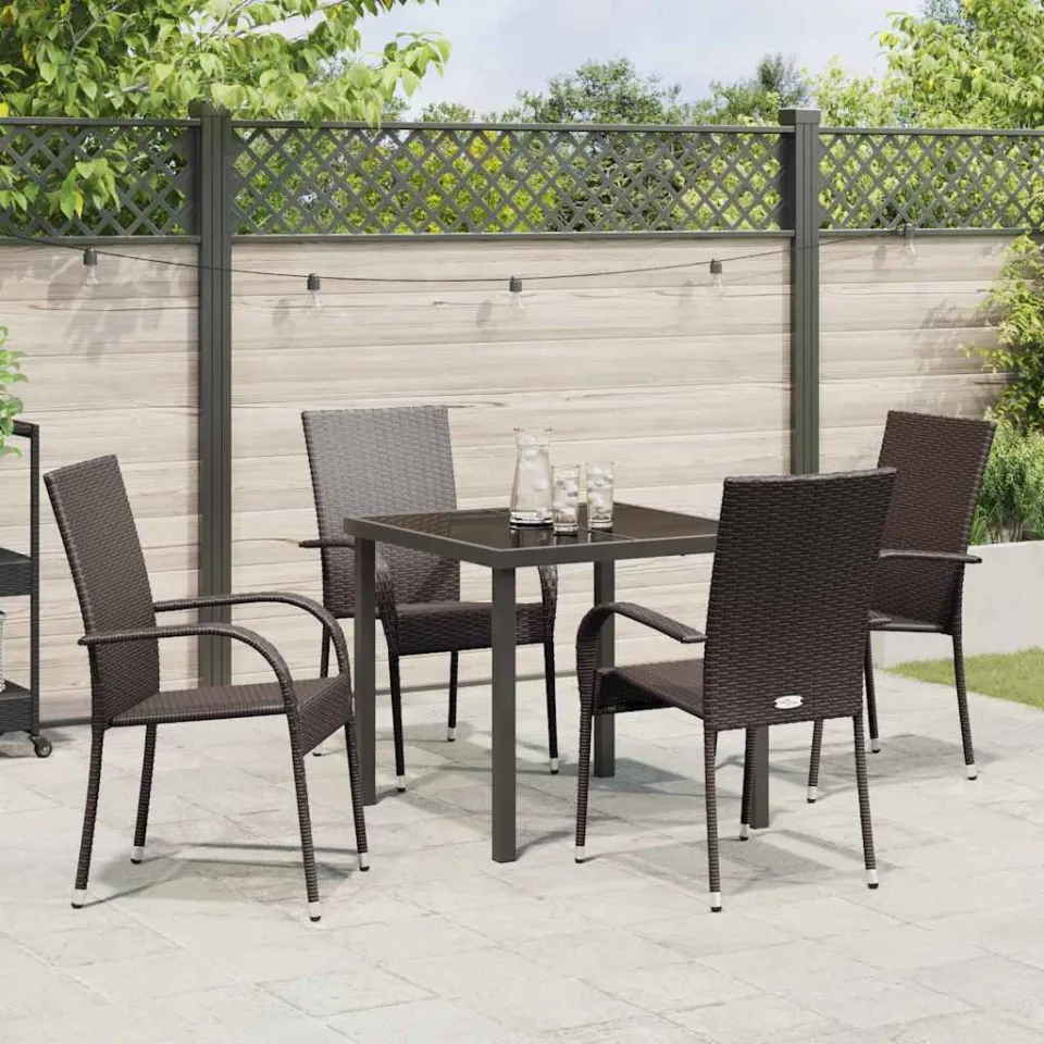 vidaXL Tuin eettafelset 5 st Bruin Gepoedercoat staal, foto 3