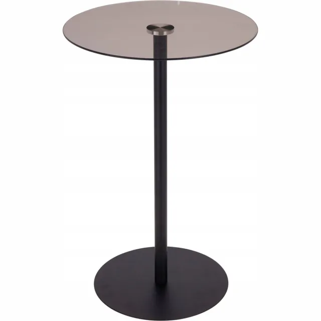 Relaxwonen Bijzettafel – Stijlvol & Praktisch - Zwart - Model Nev - Ø 35 x 53 cm – Glazen Tafelblad – Metalen Onderstel