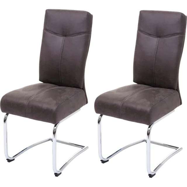 Cosmo Casa 2-Delige set eetkamerstoel - Keukenstoel zwevende stoel - Textiel suede - Look - Grijs