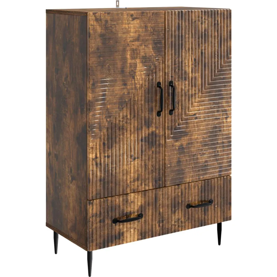 vidaXL Dressoir met lade Gerookt eiken 66 x 34,5 x 95 cm Bewerkt hout Bruin